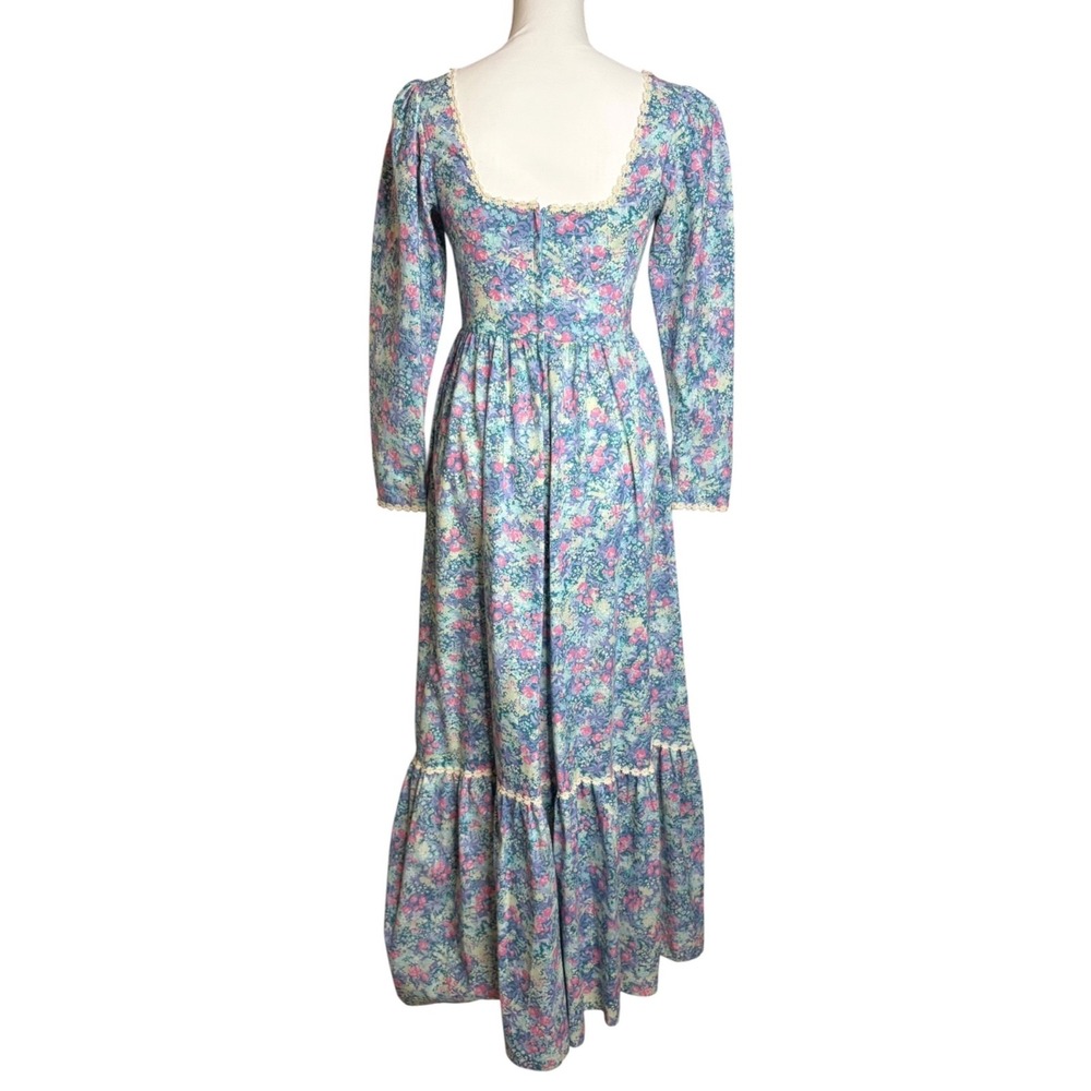 Vintage Prairie Maxi Dress XS / S Blue Floral Cottagecore Western Hilda Hawaii - Picture 4 of 10